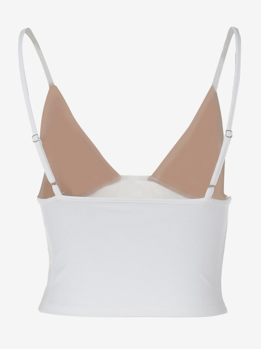 White Cami Top V-Neck Lace Polyester Sexy Women Camis