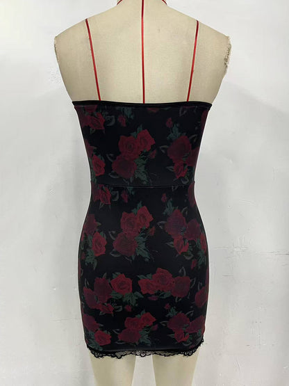 Night Out Dresses Red Leopard Print Sleeveless Strapless Shaping Summer Dress