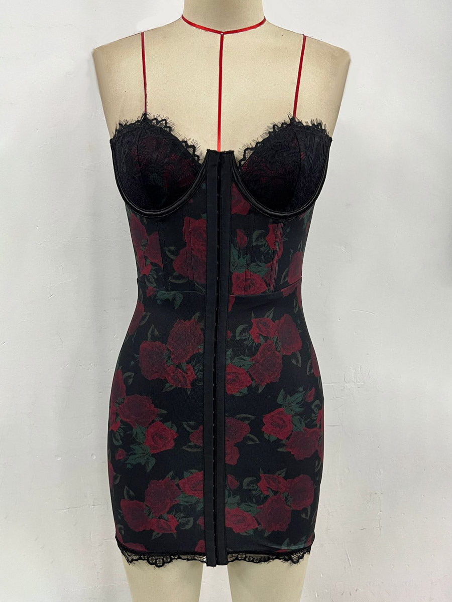 Night Out Dresses Red Leopard Print Sleeveless Strapless Shaping Summer Dress