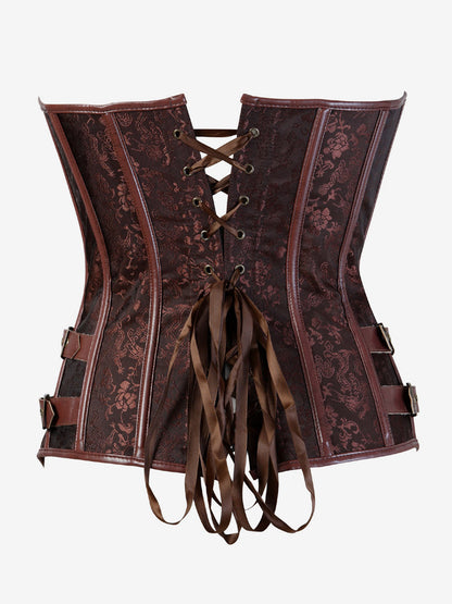 Corset Tops Black Sexy Strapless Slim Fit Buttons Lace-up Tops
