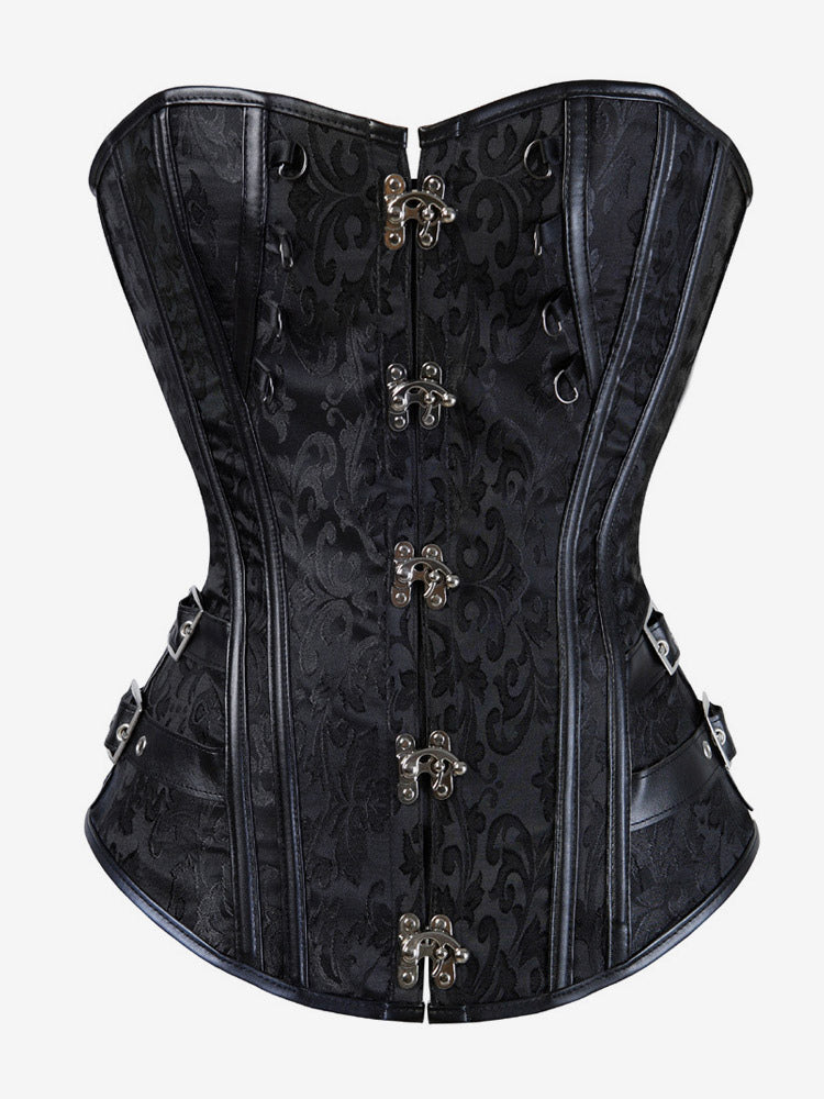 Corset Tops Black Sexy Strapless Slim Fit Buttons Lace-up Tops