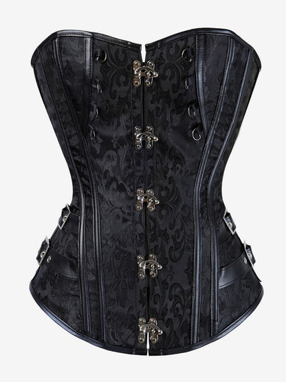 Corset Tops Black Sexy Strapless Slim Fit Buttons Lace-up Tops