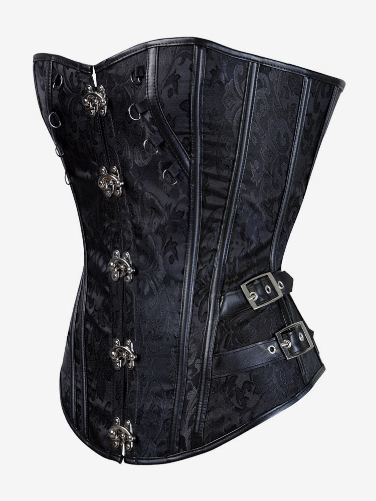 Corset Tops Black Sexy Strapless Slim Fit Buttons Lace-up Tops
