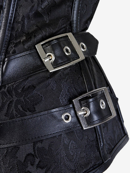 Corset Tops Black Sexy Strapless Slim Fit Buttons Lace-up Tops