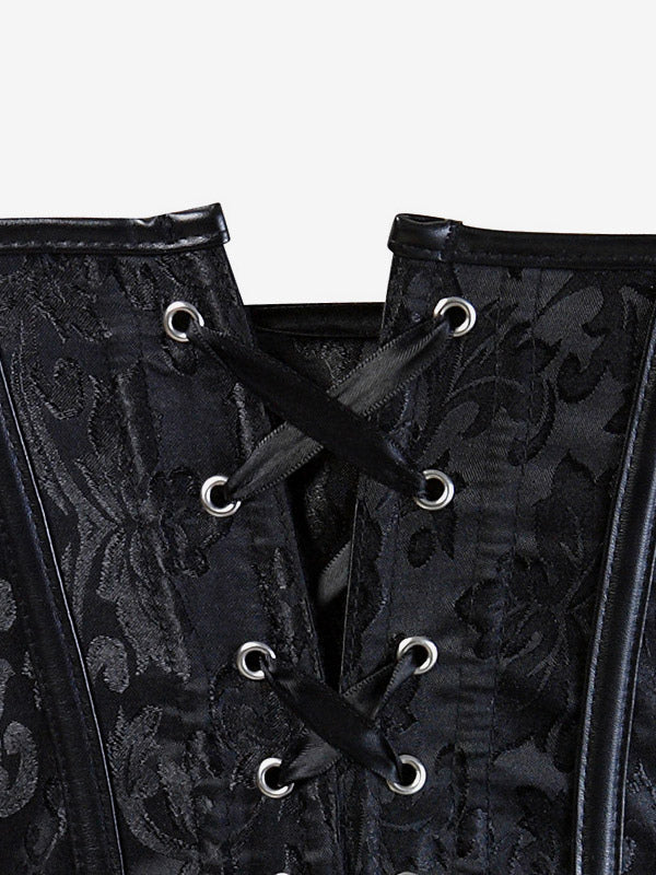 Corset Tops Black Sexy Strapless Slim Fit Buttons Lace-up Tops