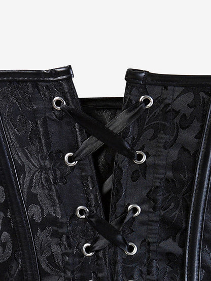 Corset Tops Black Sexy Strapless Slim Fit Buttons Lace-up Tops