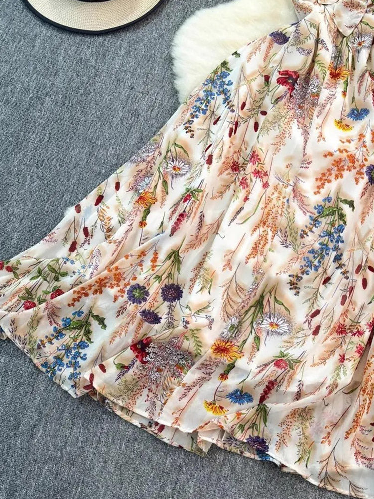 Vacation Dresses Maxi Backless Flowers Strappy Sleeveless Floral Print Straps Neck Chic Apricot Dress