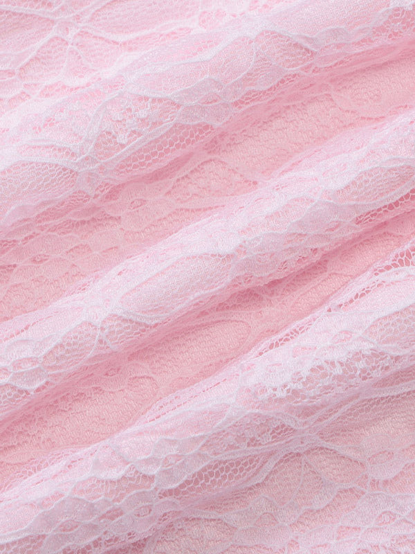 Party Dress Maxi Pink Off-The-Shoulder Lace Long Sleeves Pleated Chic Semi Formal Dress