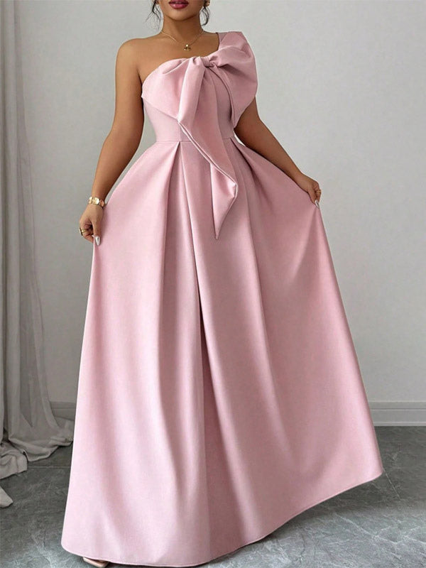 Party Dress Maxi Light Sky Blue One-Shoulder Flowers Sleeveless Asymmetrical Sweet Semi Formal Dress