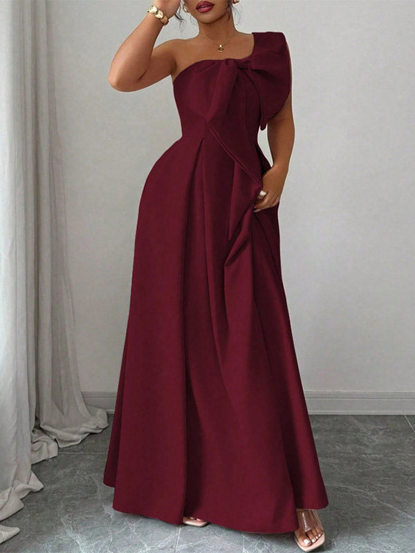 Party Dress Maxi Light Sky Blue One-Shoulder Flowers Sleeveless Asymmetrical Sweet Semi Formal Dress