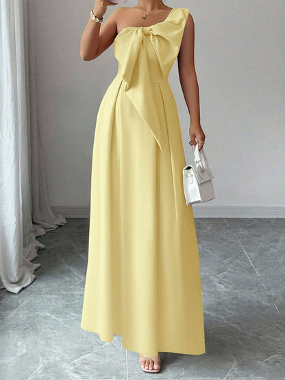 Party Dress Maxi Light Sky Blue One-Shoulder Flowers Sleeveless Asymmetrical Sweet Semi Formal Dress
