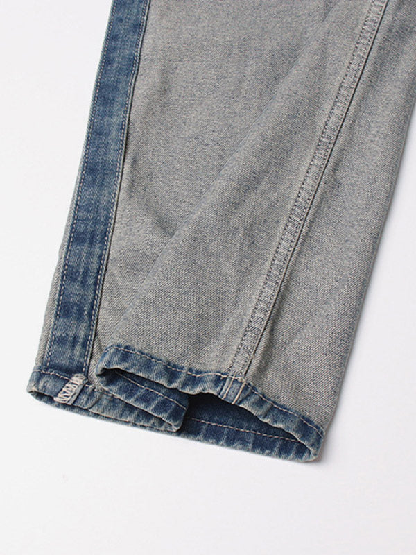 Women's Jeans Elegant Raised Waist Two-Tone Denim