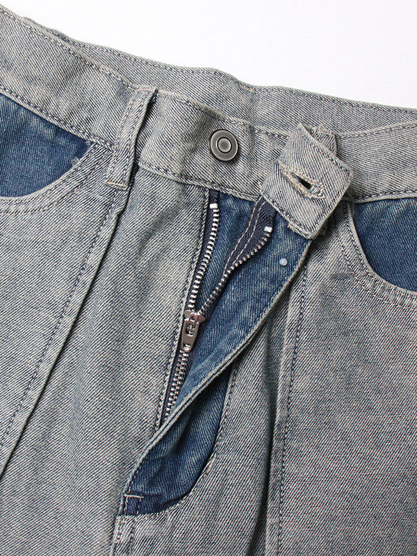 Women's Jeans Elegant Raised Waist Two-Tone Denim