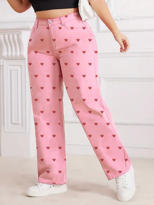 Jeans Women's Bottoms Printed Cool Wide Casual Jeans