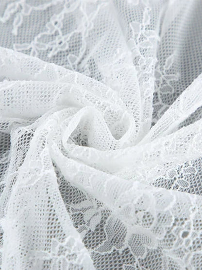 Skirts White Lace Elegant Irregular Knee Length Women's Bottoms