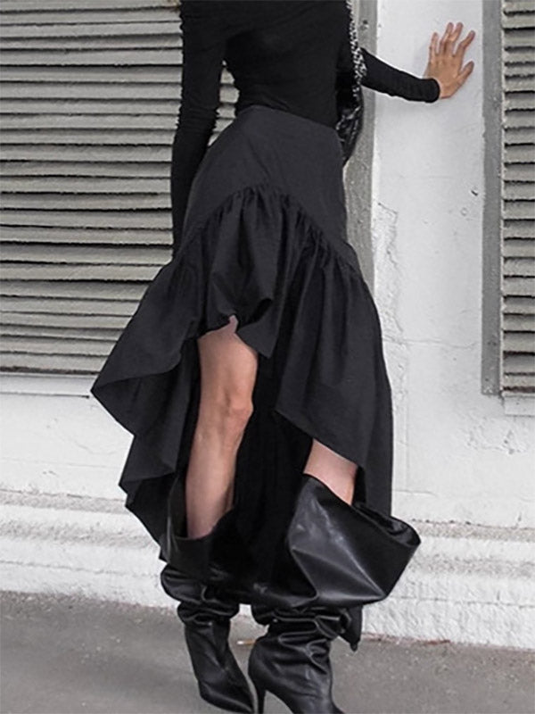 Skirts Black Irregular Short Women's Bottoms