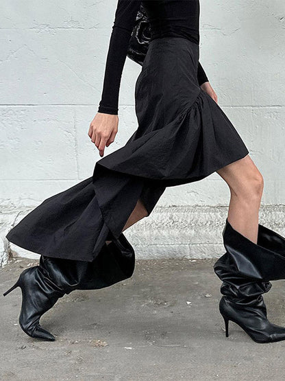 Skirts Black Irregular Short Women's Bottoms