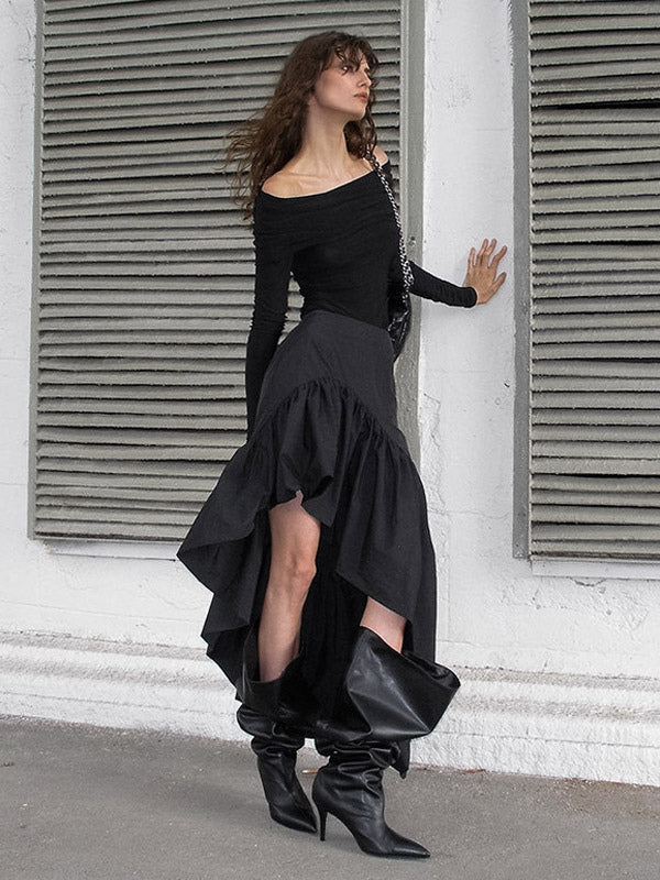 Skirts Black Irregular Short Women's Bottoms