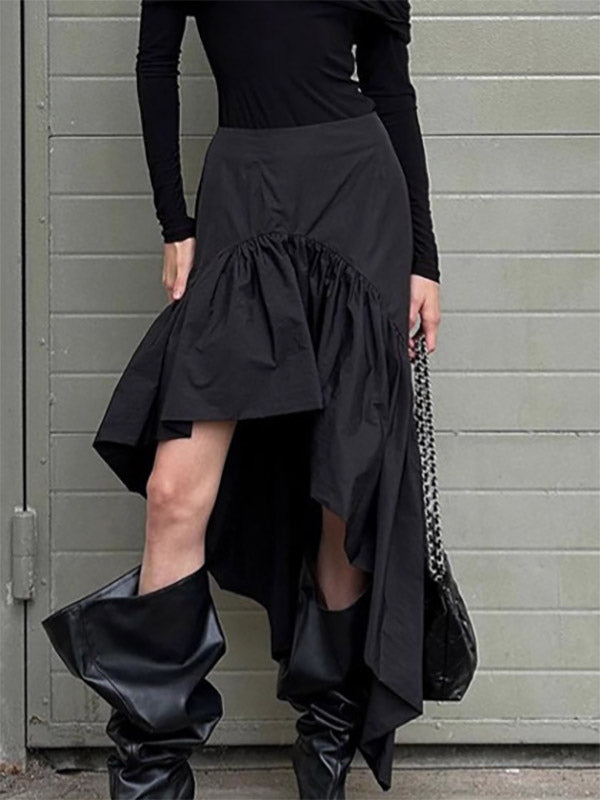 Skirts Black Irregular Short Women's Bottoms