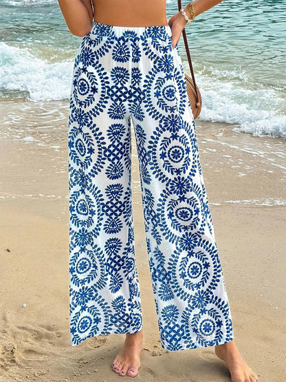 Pants Blue Raised Waist Trousers