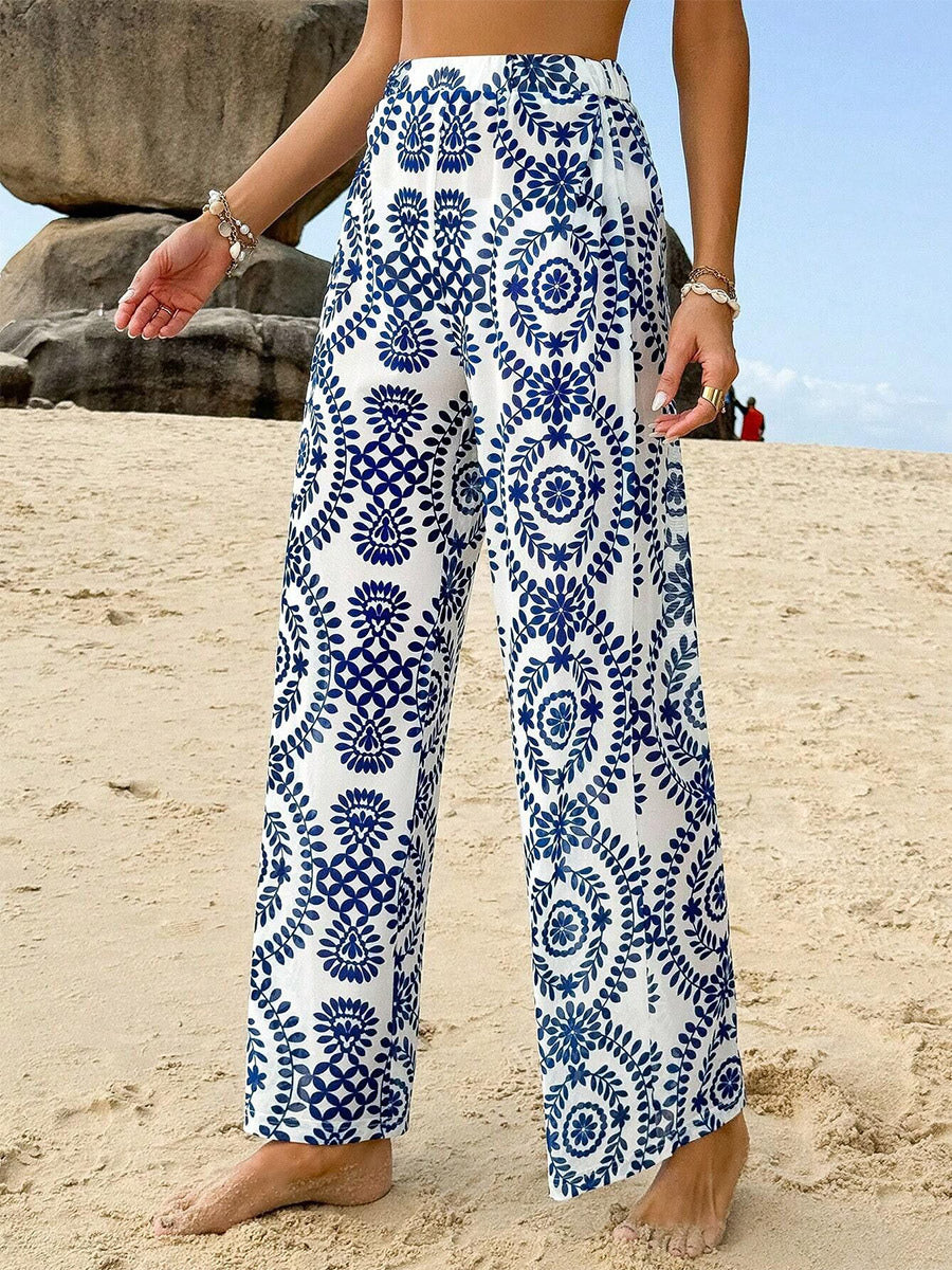 Pants Blue Raised Waist Trousers