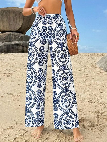 Pants Blue Raised Waist Trousers