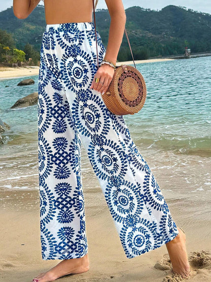 Pants Blue Raised Waist Trousers