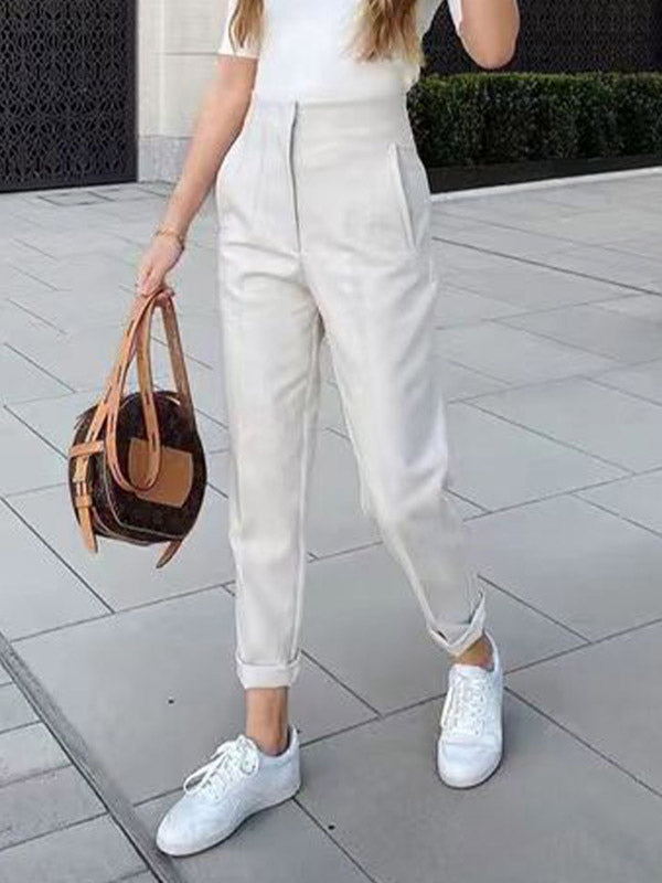 Pants Khaki Raised Waist Trousers