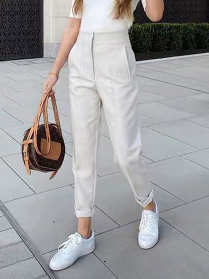 Pants Khaki Raised Waist Trousers