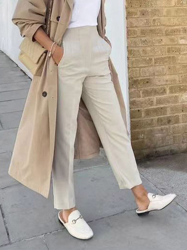 Pants Khaki Raised Waist Trousers