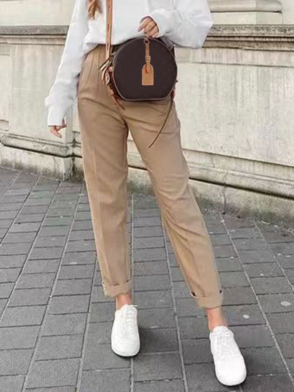 Pants Khaki Raised Waist Trousers