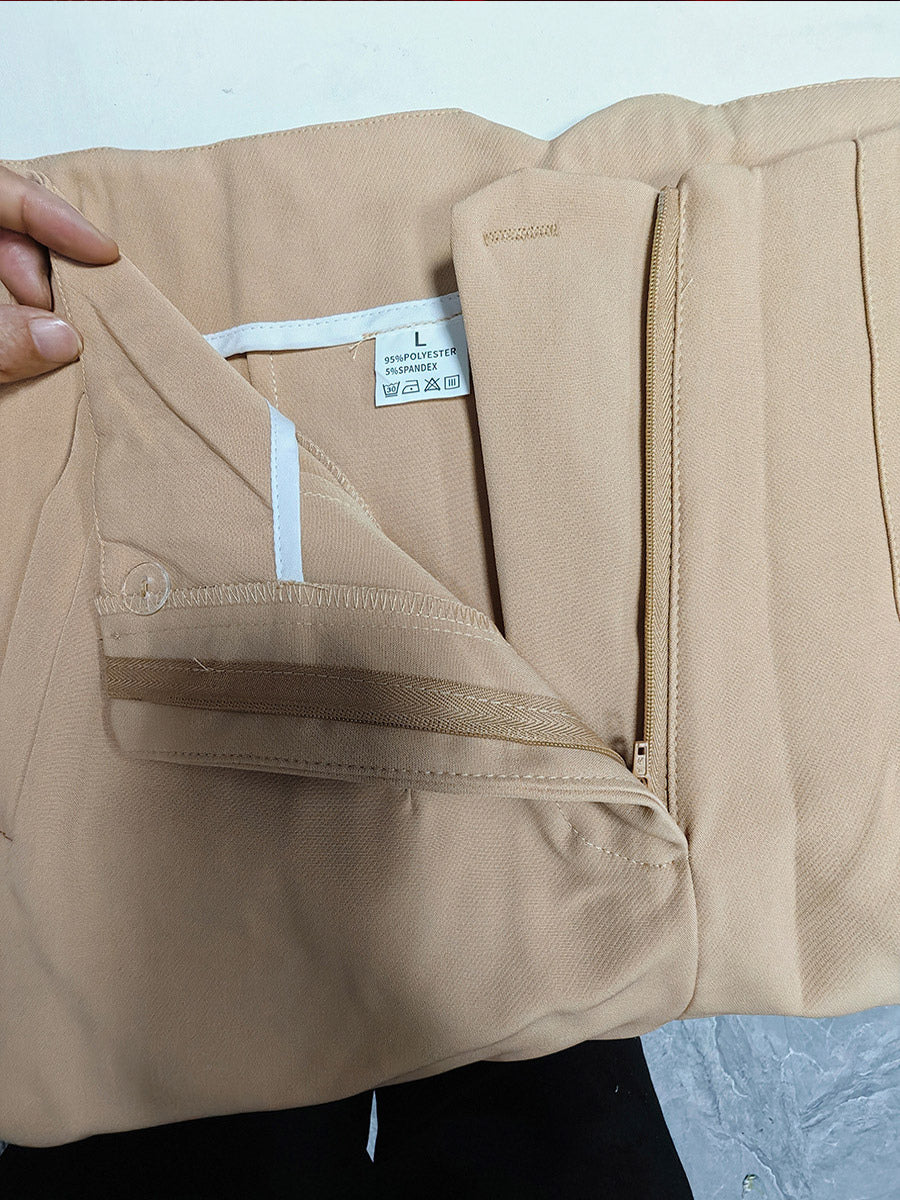 Pants Khaki Raised Waist Trousers