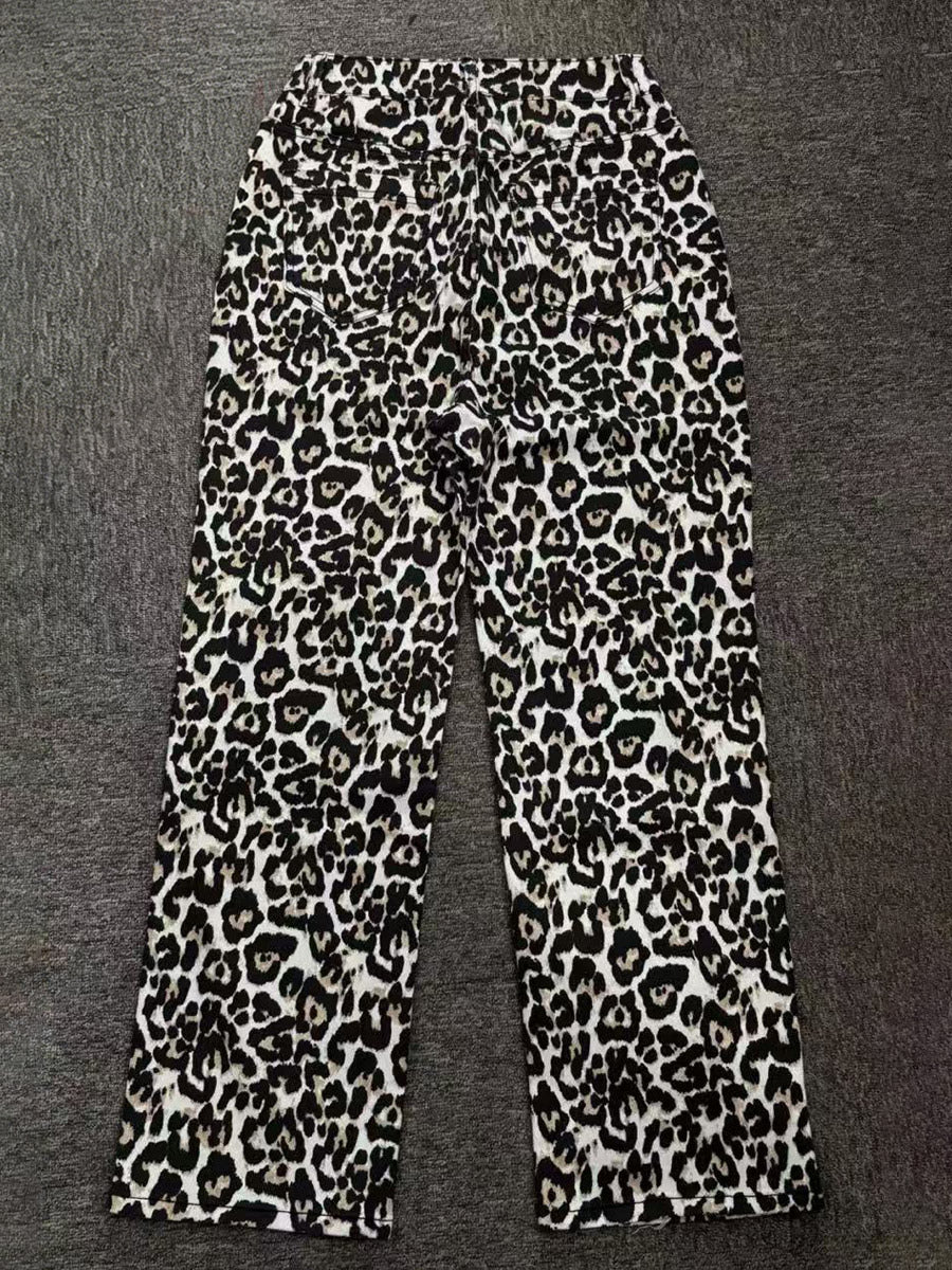 Pants Brown Raised Waist Leopard Print Trousers