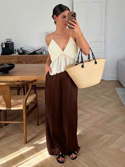 Pants Brown Raised Waist Trousers