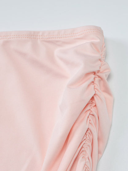 Two Piece Sets Pink Chic Pleated Dating Halter Sleeveless Skirt Set