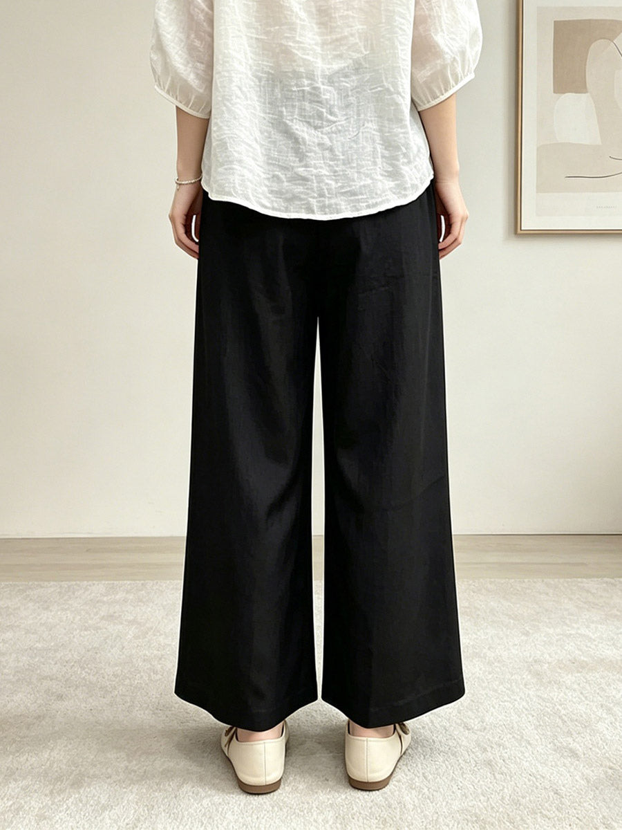 Pants Black Polyester Trousers