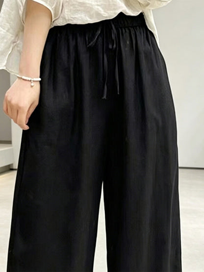 Pants Black Polyester Trousers