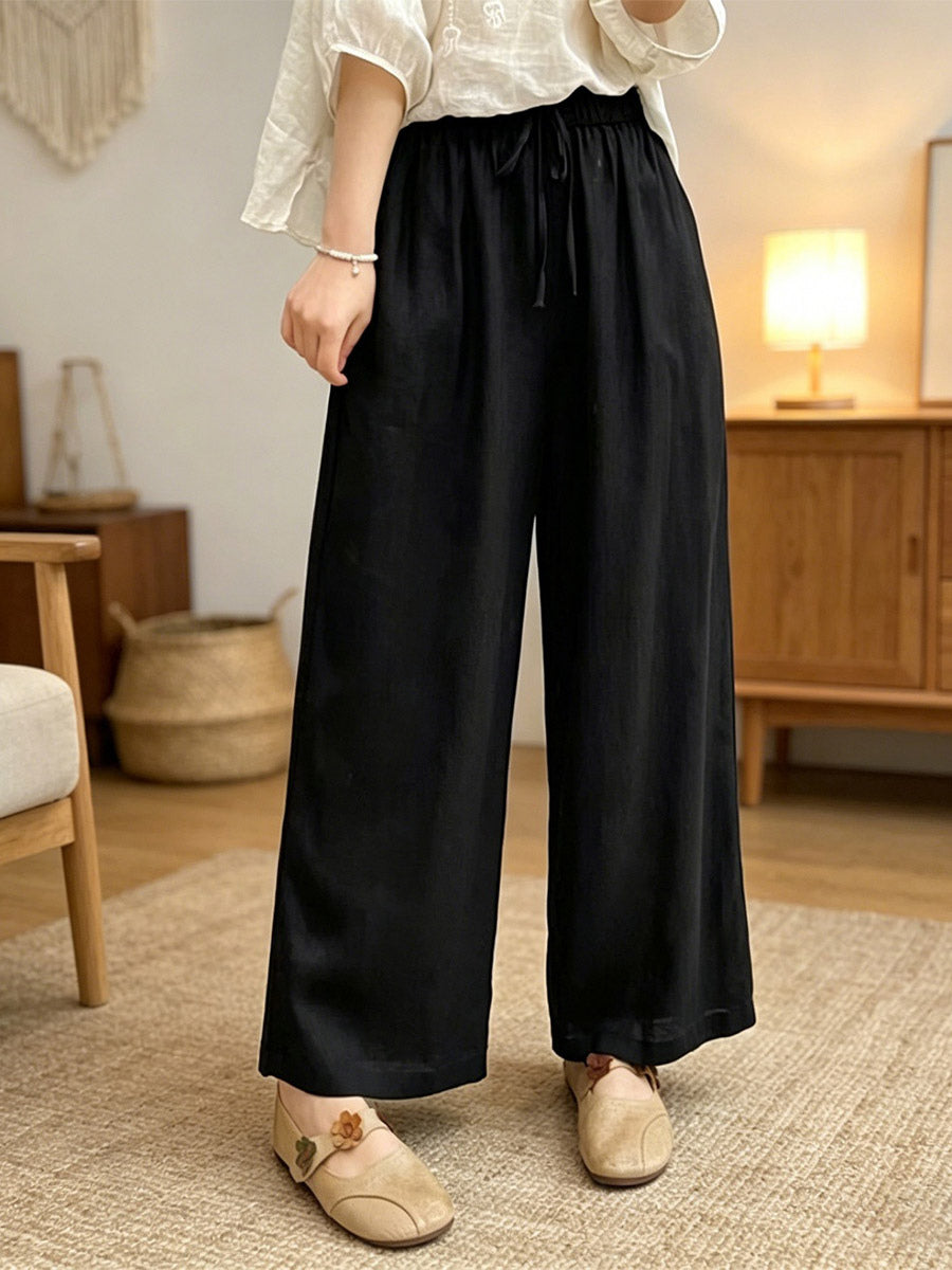 Pants Black Polyester Trousers