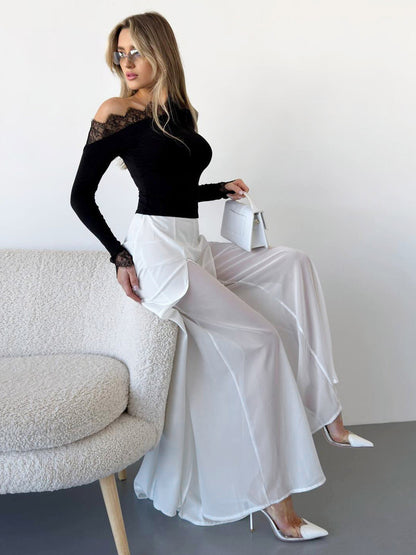 Pants Black Raised Waist Trousers