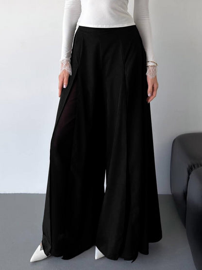 Pants Black Raised Waist Trousers