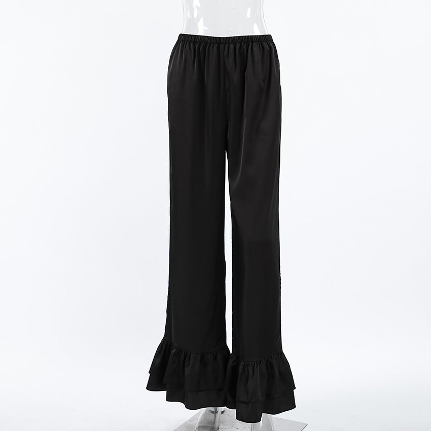 Pants Black Raised Waist Trousers