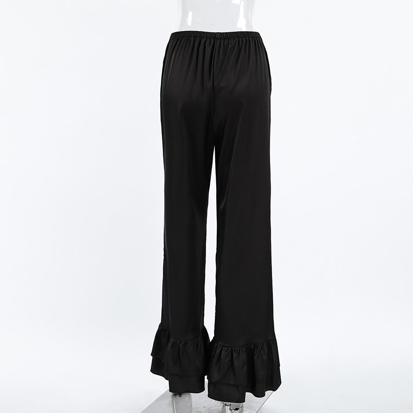 Pants Black Raised Waist Trousers