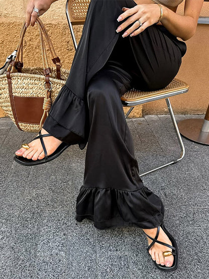Pants Black Raised Waist Trousers