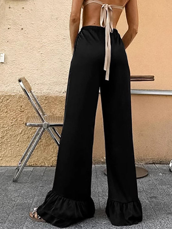 Pants Black Raised Waist Trousers