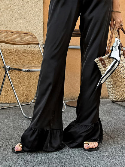 Pants Black Raised Waist Trousers