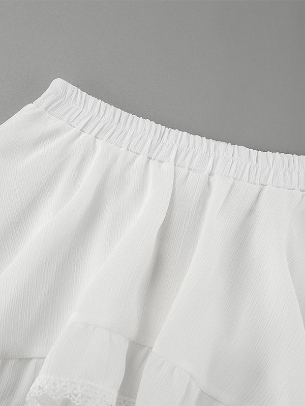 Skirts White Raised Waist Elegant Mini Women's Bottoms