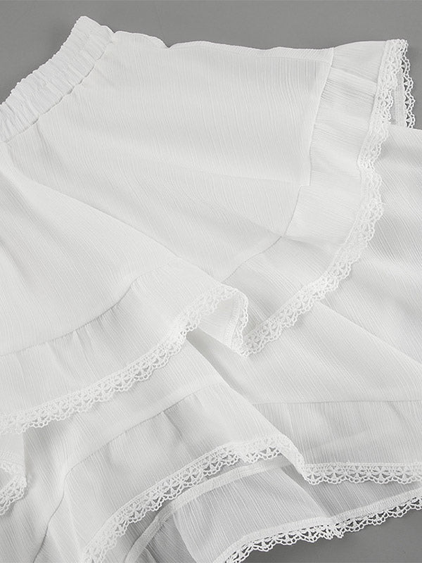 Skirts White Raised Waist Elegant Mini Women's Bottoms