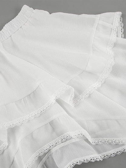 Skirts White Raised Waist Elegant Mini Women's Bottoms