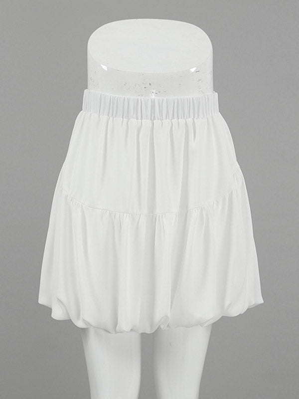 Skirts White Chiffon Elegant Mini Women's Bottoms