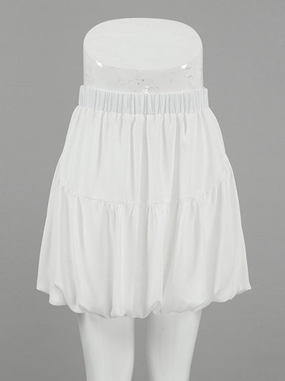 Skirts White Chiffon Elegant Mini Women's Bottoms